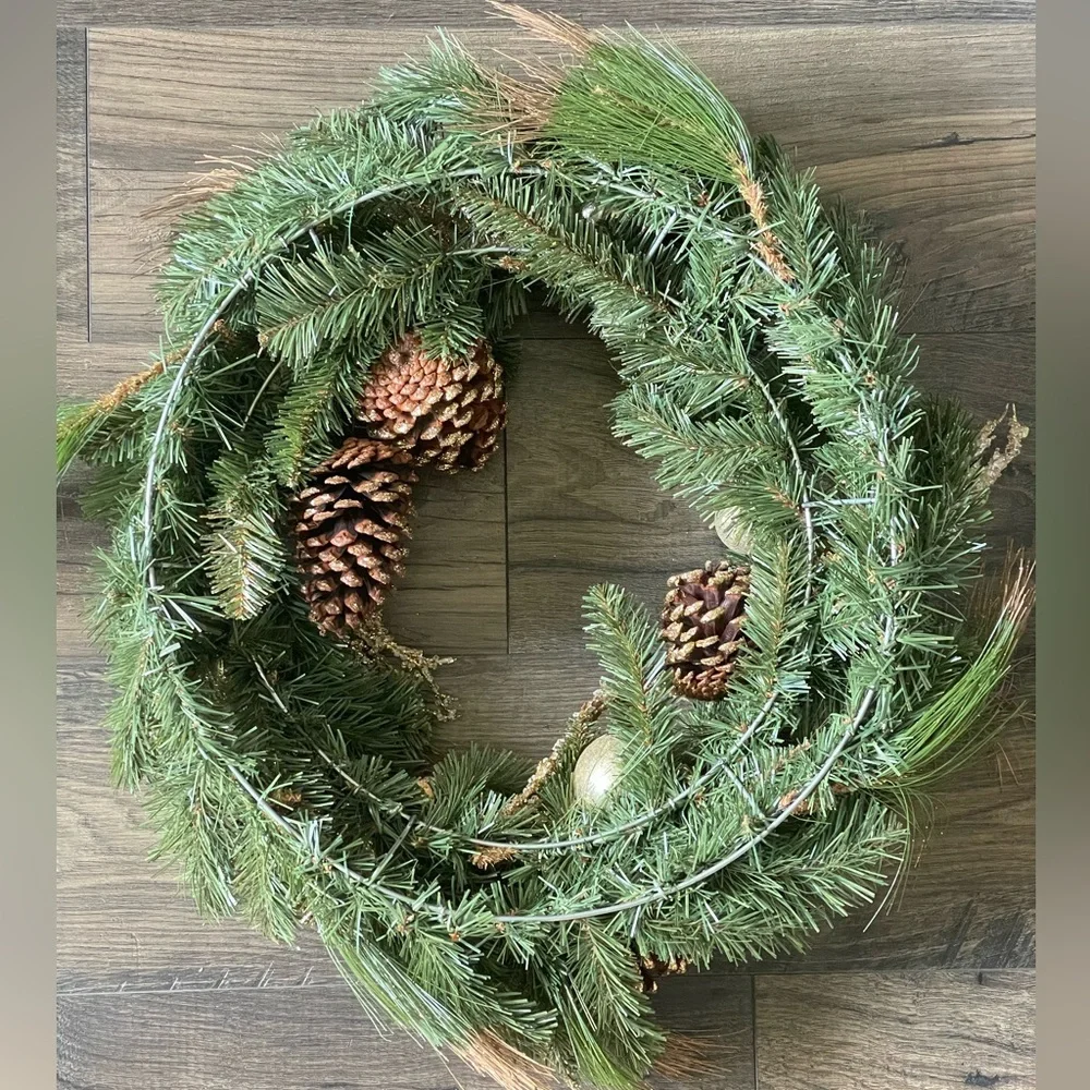 Pier 1 Gold and Brown Ornament Wreath